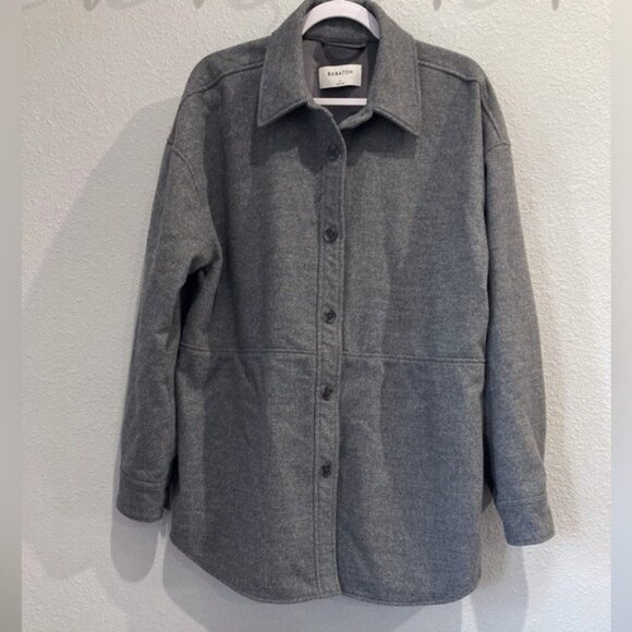 ARITZIA Neutral Contemporary Shacket Wool Blend Button Chic On Trend Fall - Picture 2 of 8